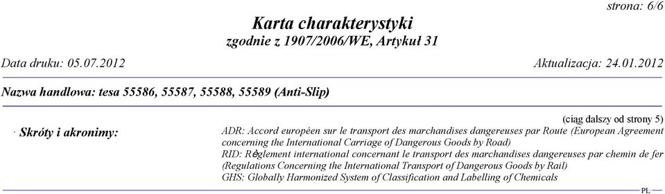 Règlement international concernant le transport des marchandises dangereuses par chemin de fer (Regulations Concerning