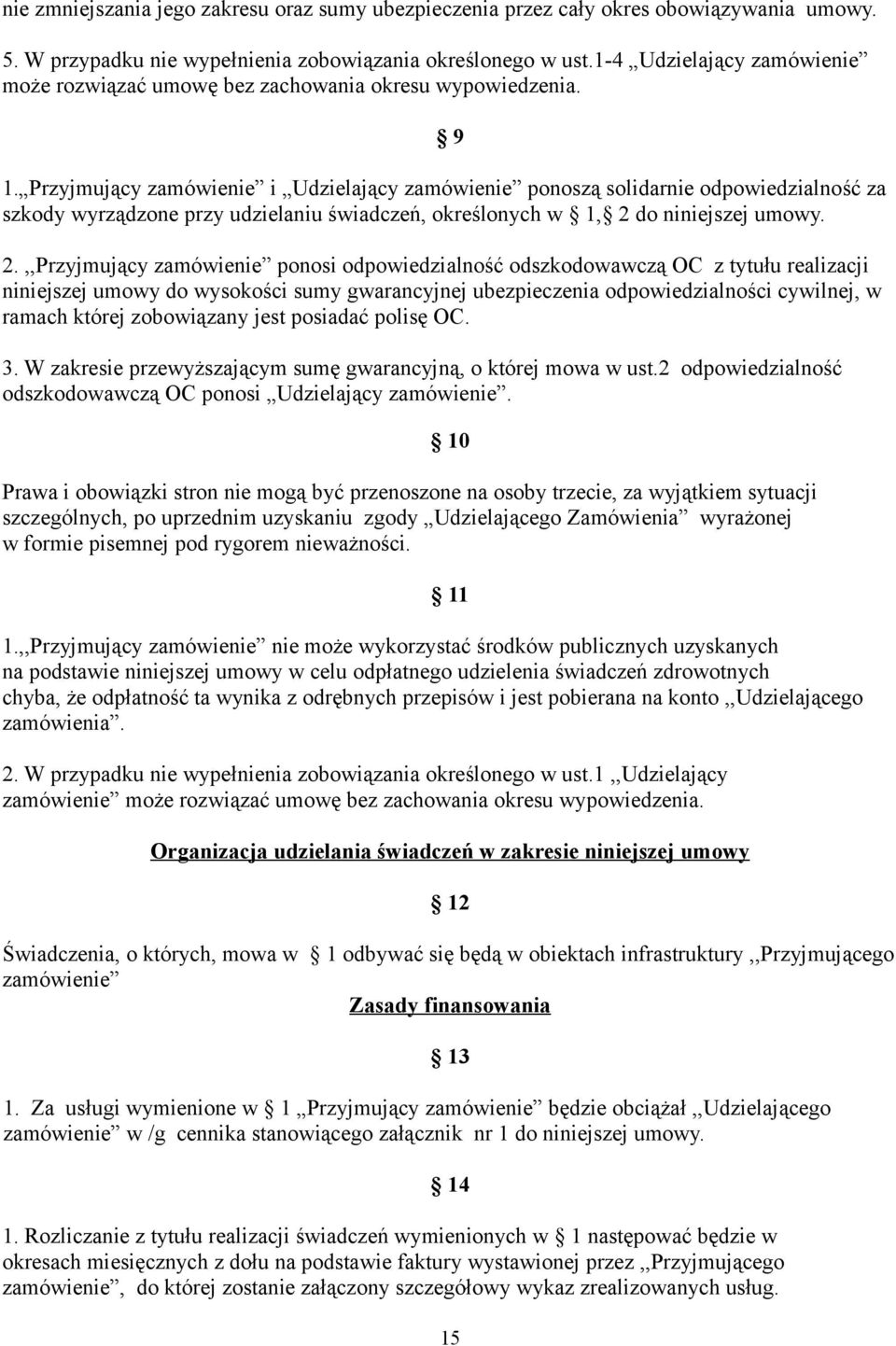 Przyjmujący zamówienie i Udzielający zamówienie ponoszą solidarnie odpowiedzialność za szkody wyrządzone przy udzielaniu świadczeń, określonych w 1, 2 