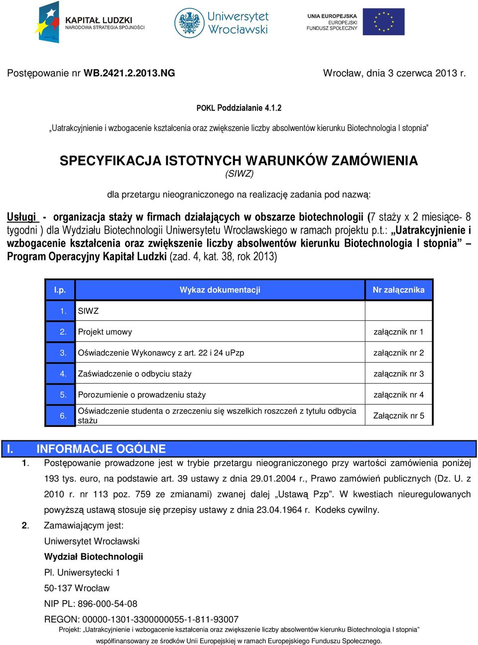 .NG Wrocław, dnia 3 czerwca 2013