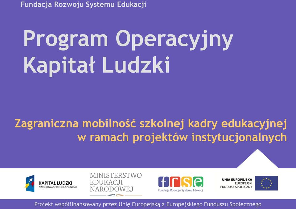 edukacyjnej w ramach projektów instytucjonalnych Projekt