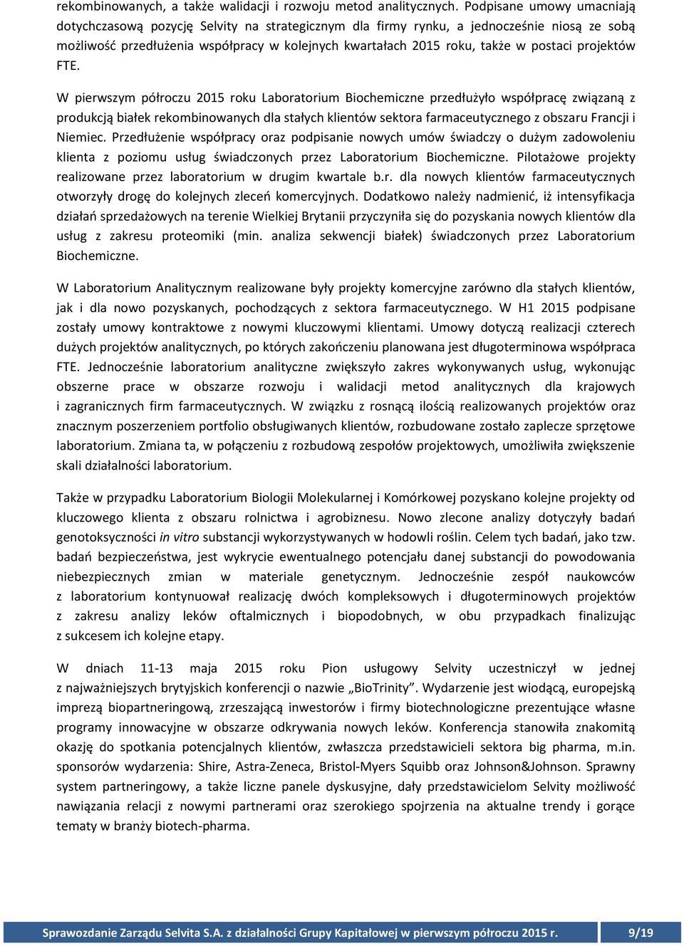 postaci projektów FTE.