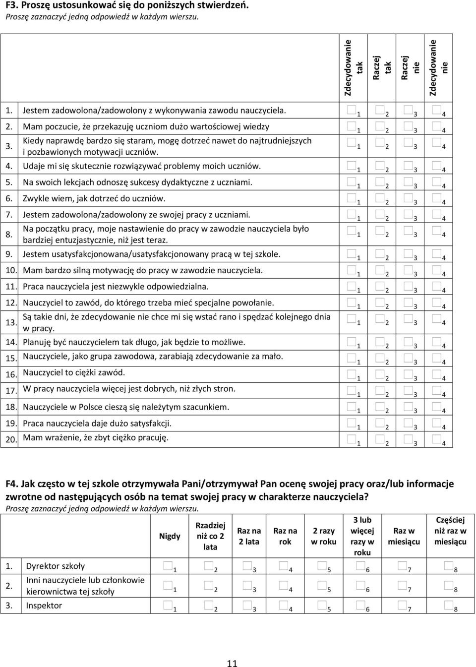 . Udaje mi się skutecz rozwiązywać problemy moich uczniów. 5. Na swoich lekcjach odnoszę sukcesy dydaktyczne z uczniami. 6. Zwykle wiem, jak dotrzeć do uczniów. 7.