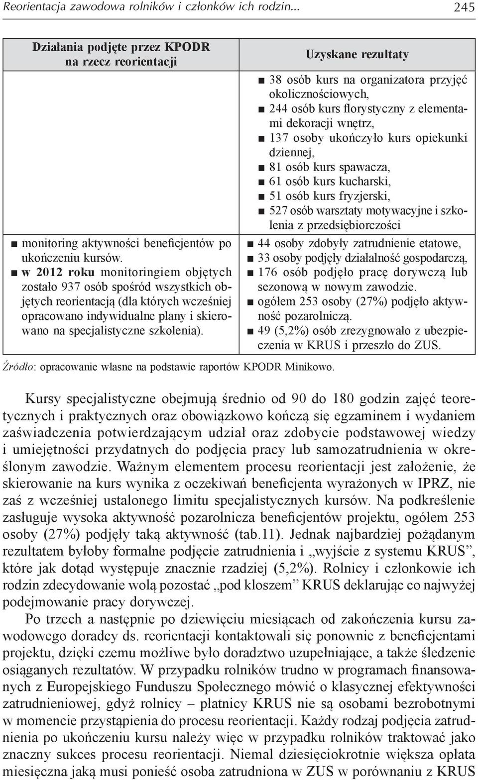 Źródło: opracowanie własne na podstawie raportów KPODR Minikowo.