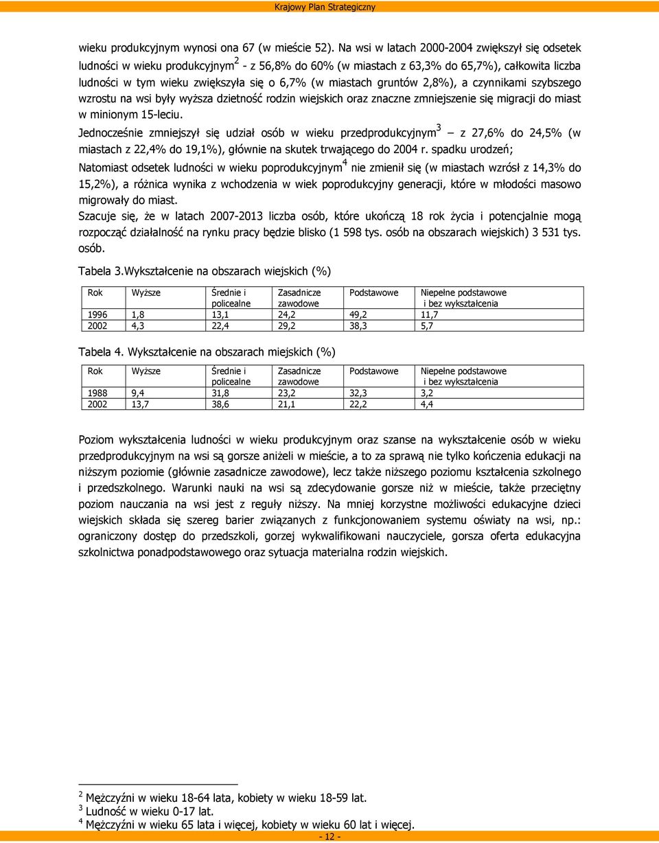 gruntów 2,8%), a czynnikami szybszego wzrostu na wsi były wyższa dzietność rodzin wiejskich oraz znaczne zmniejszenie się migracji do miast w minionym 15-leciu.