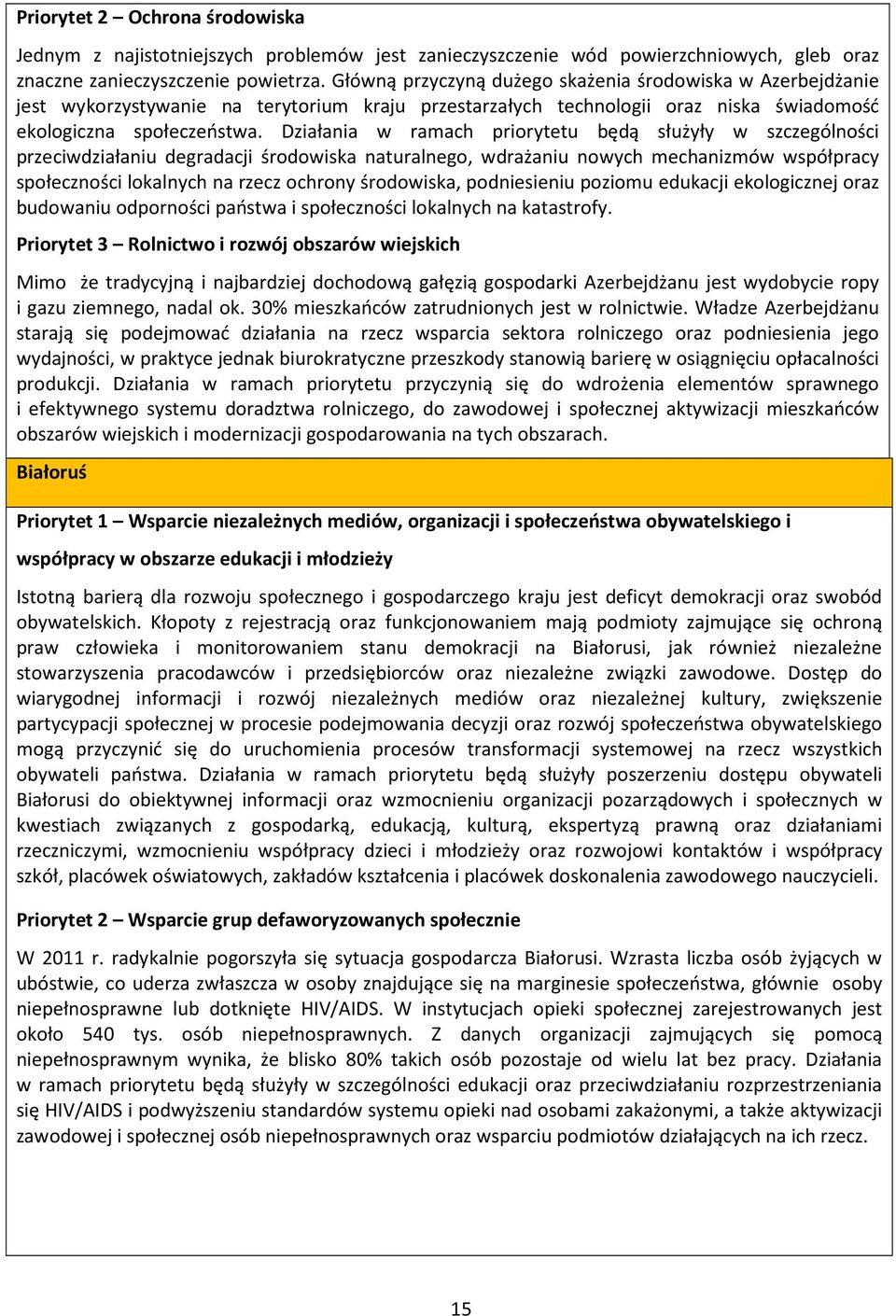Działania w ramach priorytetu będą służyły w szczególności przeciwdziałaniu degradacji środowiska naturalnego, wdrażaniu nowych mechanizmów współpracy społeczności lokalnych na rzecz ochrony