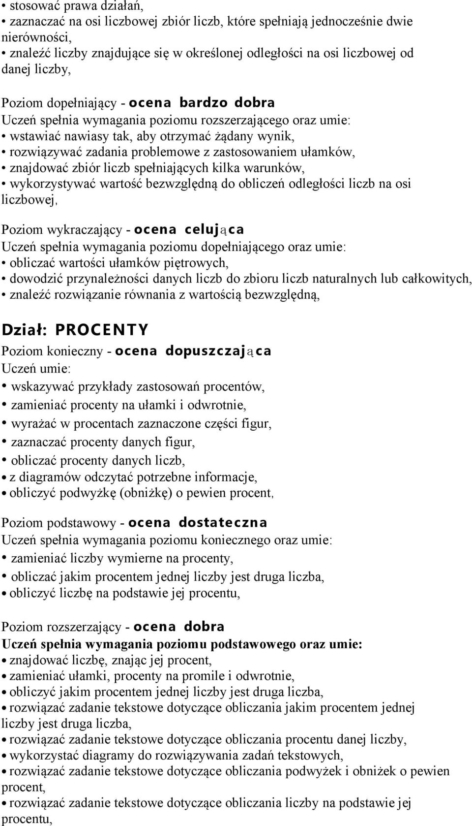 obliczeń odległości liczb na osi liczbowej, obliczać wartości ułamków piętrowych, dowodzić przynależności danych liczb do zbioru liczb naturalnych lub całkowitych, znaleźć rozwiązanie równania z