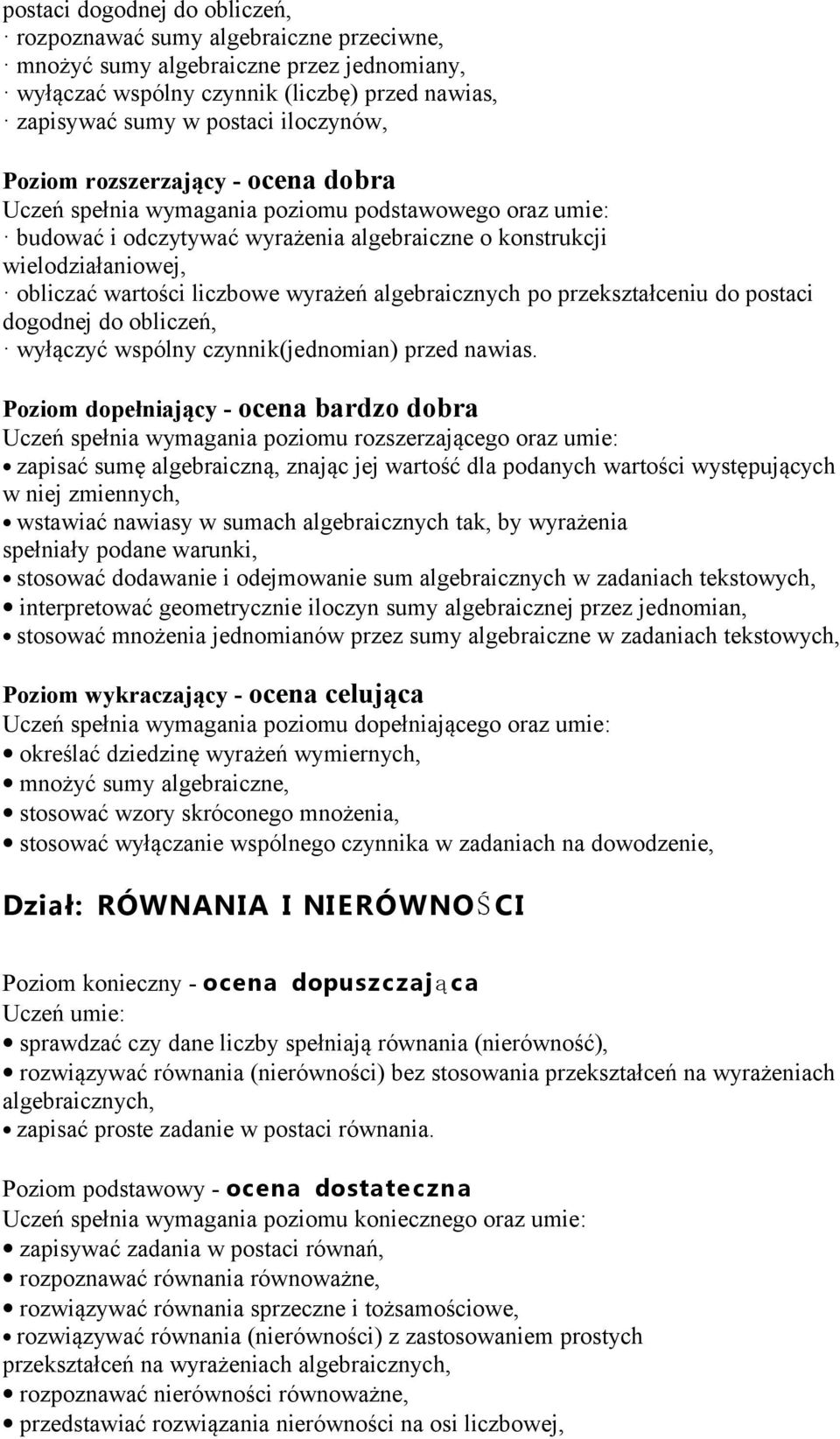 czynnik(jednomian) przed nawias.