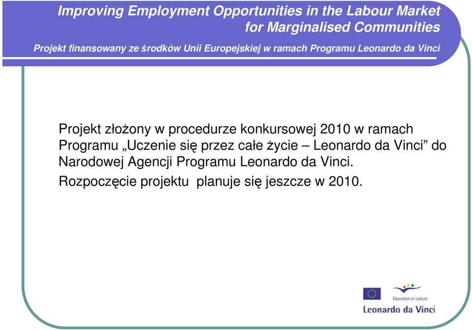 Programu Uczenie się przez całe Ŝycie Leonardo da Vinci do Narodowej