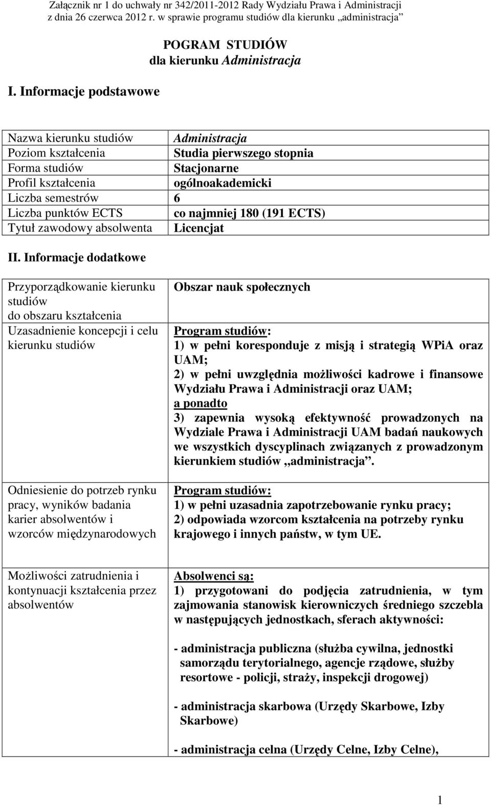 Informacje dodatkowe Przyporządkowanie kierunku studiów do obszaru kształcenia Uzasadnienie koncepcji i celu kierunku studiów Odniesienie do potrzeb rynku pracy, wyników badania karier absolwentów i