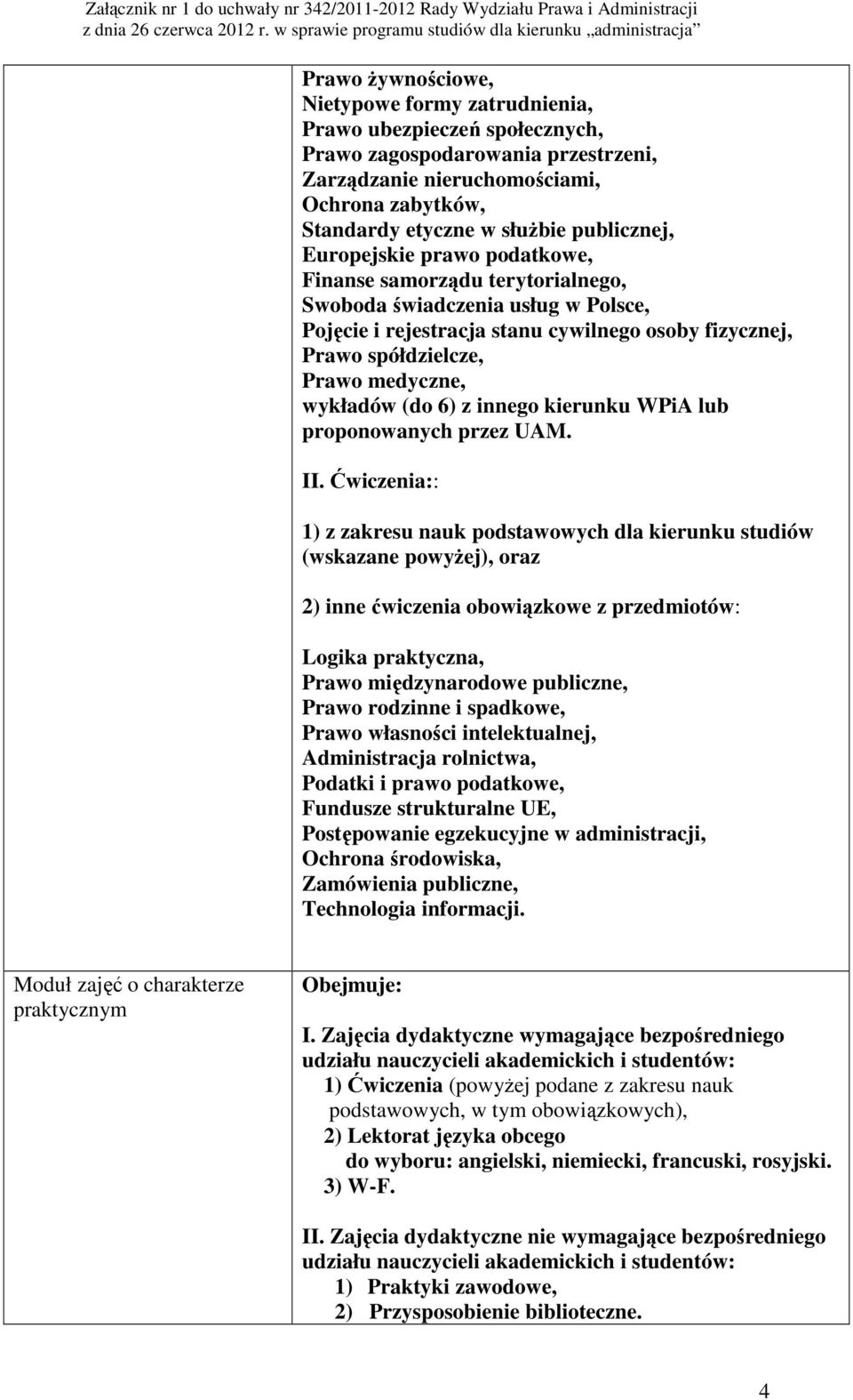 medyczne, wykładów (do 6) z innego kierunku WPiA lub proponowanych przez UAM. II.