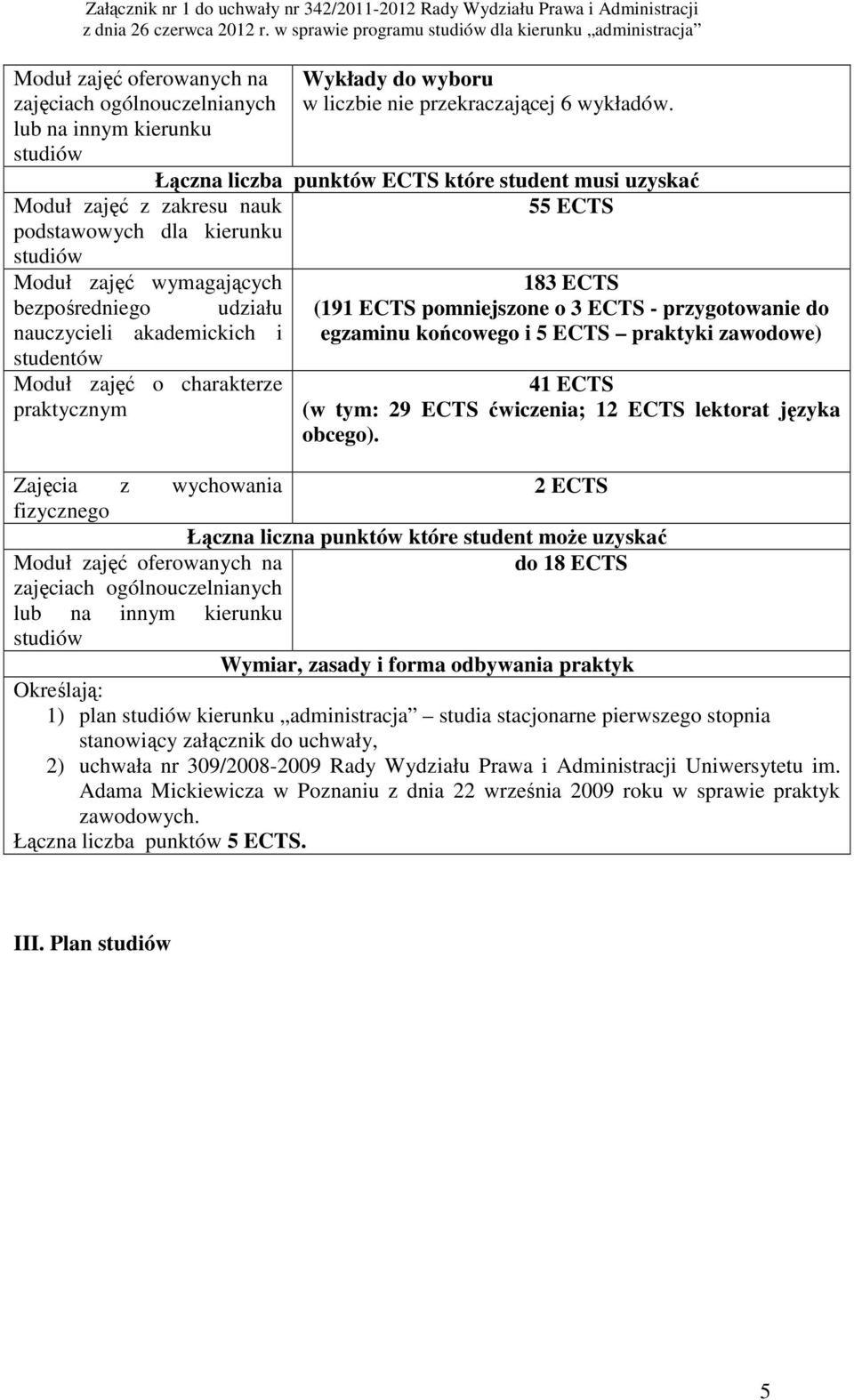 Łączna liczba punktów ECTS które student musi uzyskać 55 ECTS 183 ECTS (191 ECTS pomniejszone o 3 ECTS - przygotowanie do egzaminu końcowego i 5 ECTS praktyki zawodowe) 41 ECTS (w tym: 29 ECTS