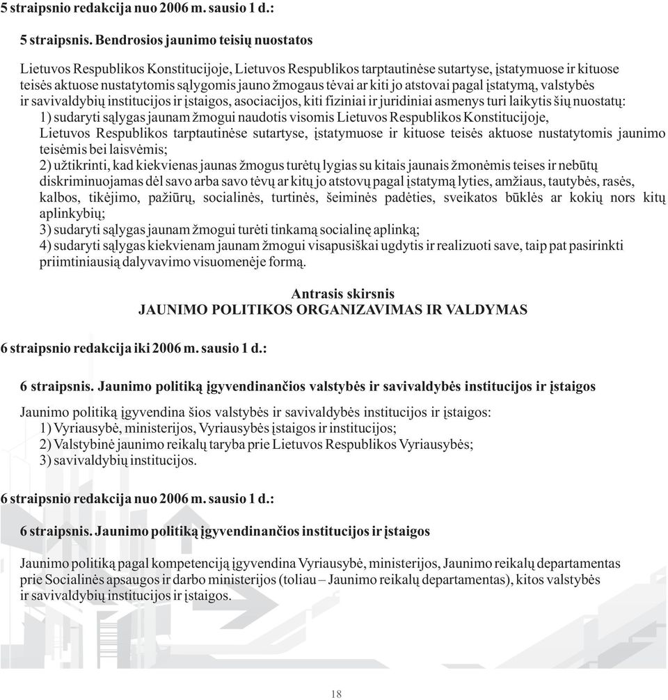 ar kiti jo atstovai pagal įstatymą, valstybės ir savivaldybių institucijos ir įstaigos, asociacijos, kiti fiziniai ir juridiniai asmenys turi laikytis šių nuostatų: 1) sudaryti sąlygas jaunam žmogui