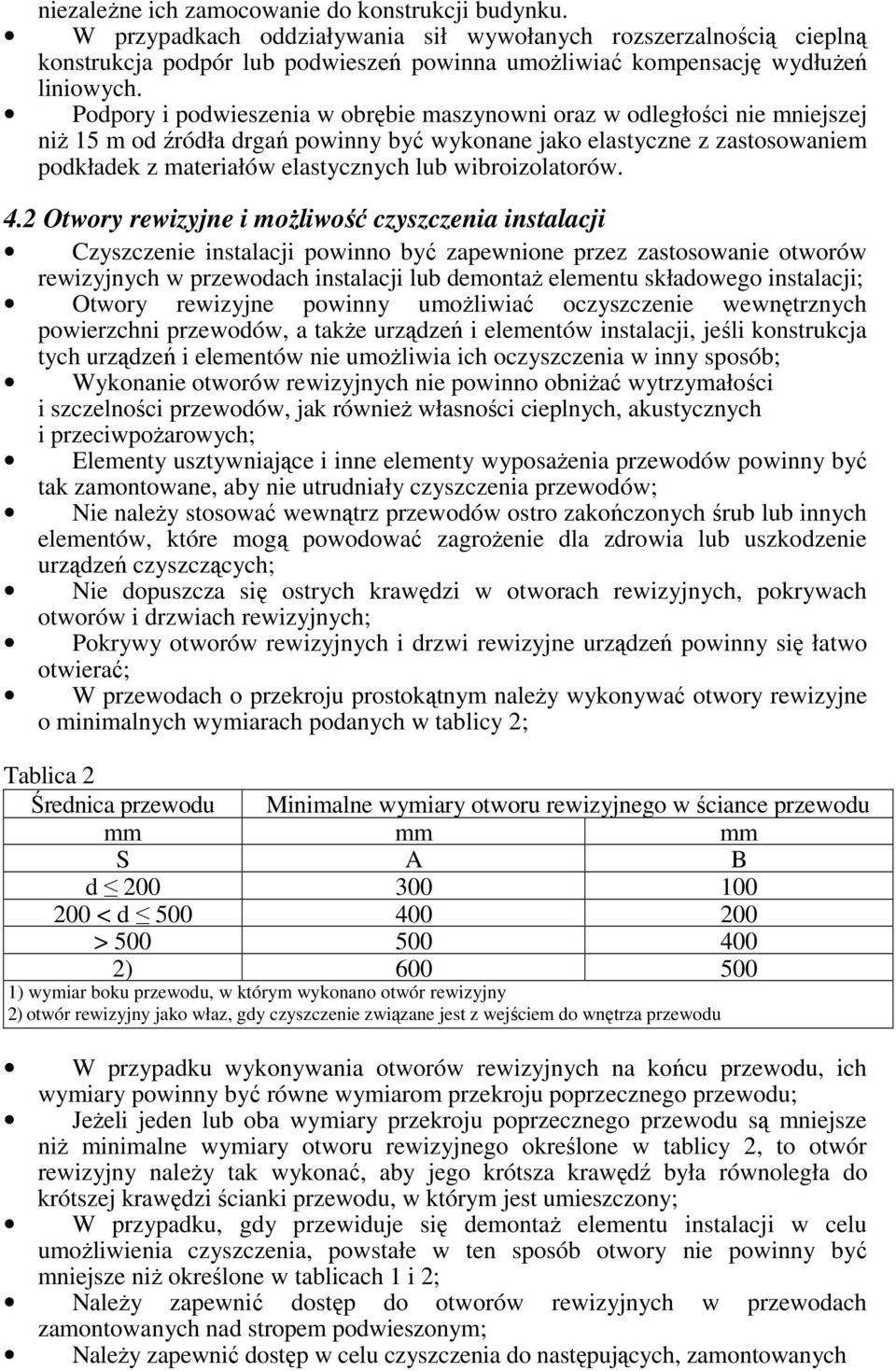 Podpory i podwieszenia w obrębie maszynowni oraz w odległości nie mniejszej niż 15 m od źródła drgań powinny być wykonane jako elastyczne z zastosowaniem podkładek z materiałów elastycznych lub