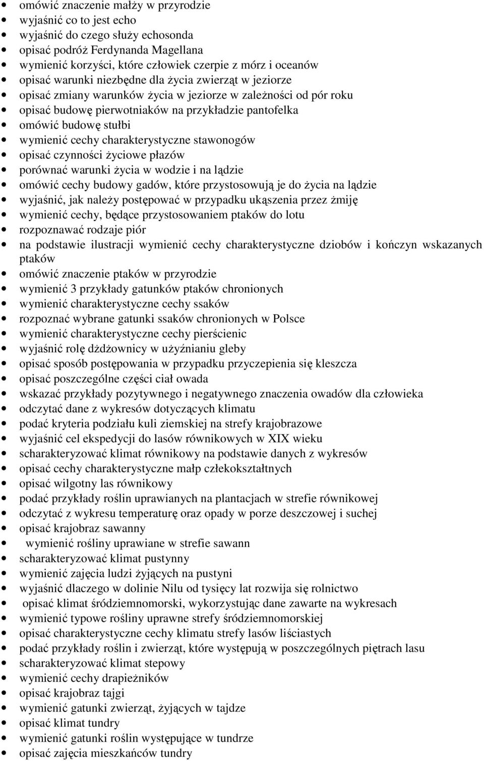 cechy charakterystyczne stawonogów opisać czynności Ŝyciowe płazów porównać warunki Ŝycia w wodzie i na lądzie omówić cechy budowy gadów, które przystosowują je do Ŝycia na lądzie wyjaśnić, jak