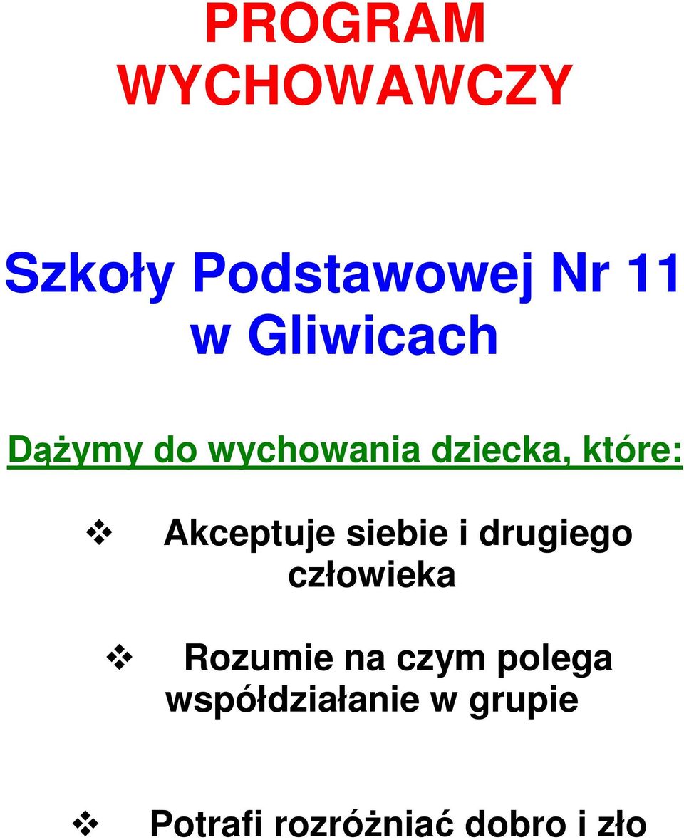Akceptuje siebie i drugiego człowieka Rozumie na