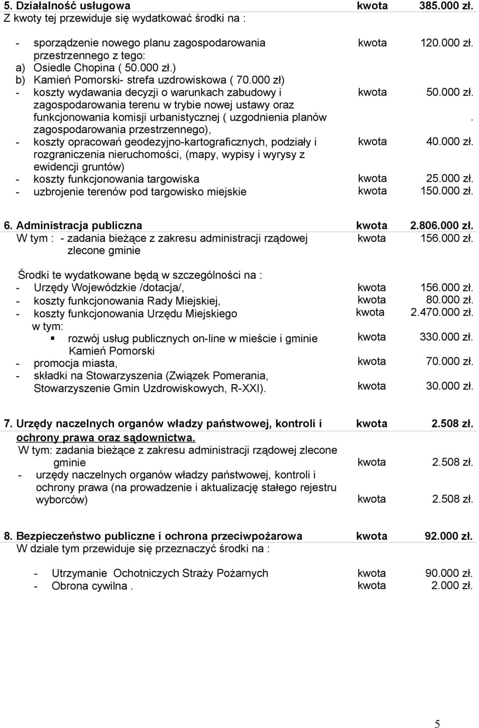 przestrzennego), - koszty opracowań geodezyjno-kartograficznych, podziały i rozgraniczenia nieruchomości, (mapy, wypisy i wyrysy z ewidencji gruntów) - koszty funkcjonowania targowiska - uzbrojenie