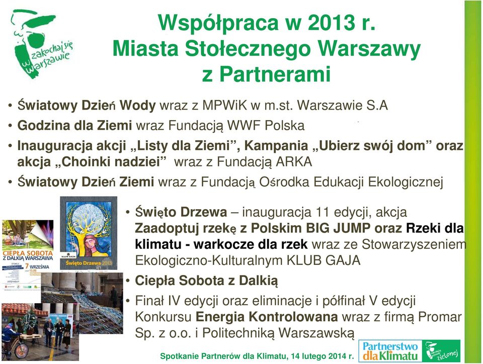 Ziemi wraz z Fundacją Ośrodka Edukacji Ekologicznej Święto Drzewa inauguracja 11 edycji, akcja Zaadoptuj rzekę z Polskim BIG JUMP oraz Rzeki dla klimatu - warkocze dla