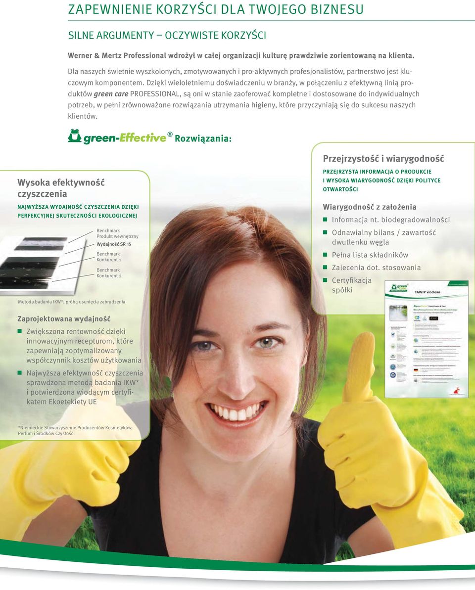 Dzięki wieloletniemu doświadczeniu w branży, w połączeniu z efektywną linią produktów green care PROFESSIONAL, są oni w stanie zaoferować kompletne i dostosowane do indywidualnych potrzeb, w pełni