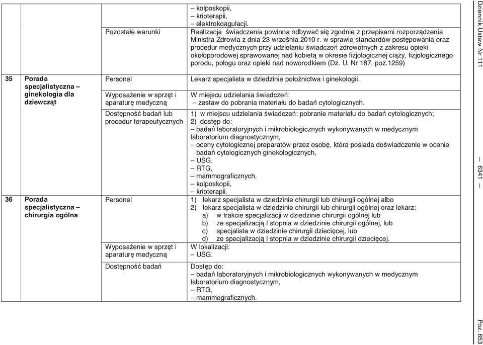 w sprawie standardów post powania oraz procedur medycznych przy udzielaniu wiadcze zdrowotnych z zakresu opieki w okresie fizjologicznej ci y, fizjologicznego nictwa i ginekologii.