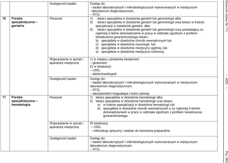 albo 3) lekarz specjalista w dziedzinie geriatrii lub gerontologii oraz posiadaj cy co najmniej 5-letnie do wiadczenie w pracy w oddziale zgodnym z profilem wiadczenia gwarantowanego lekarz: b)