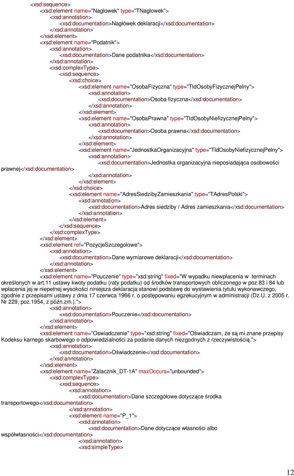 <xsd:documentation>osoba prawna</xsd:documentation> <xsd:element name="jednostkaorganizacyjna" type="tidosobyniefizycznejpelny"> <xsd:documentation>jednostka organizacyjna nieposiadająca osobowości