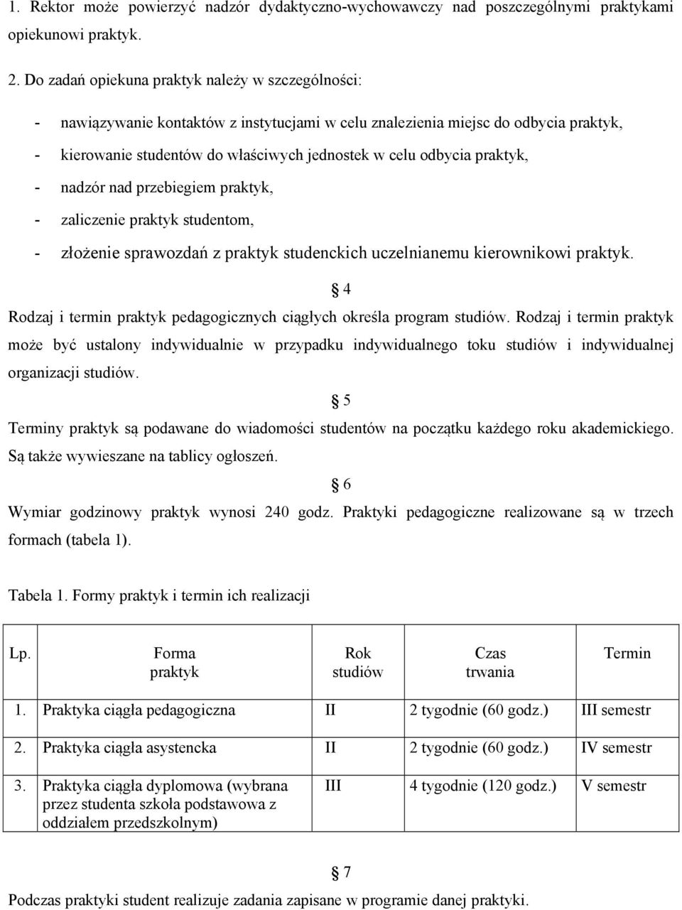 praktyk, - nadzór nad przebiegiem praktyk, - zaliczenie praktyk studentom, - złożenie sprawozdań z praktyk studenckich uczelnianemu kierownikowi praktyk.