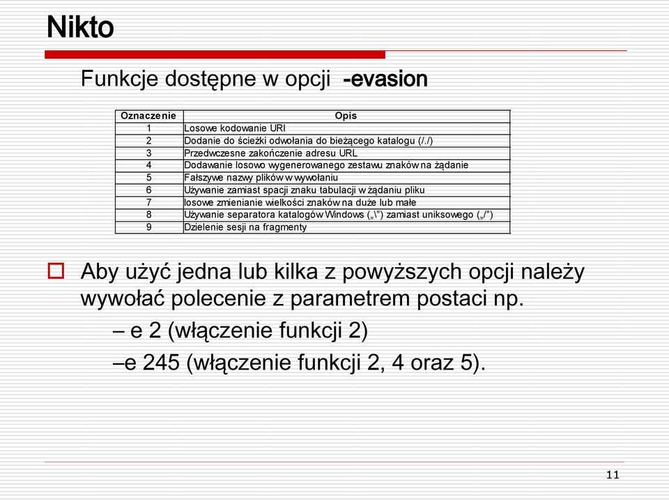 spacji znaku tabulacji w żądaniu pliku 7 losowe zmienianie wielkości znaków na duże lub małe 8 Używanie separatora katalogów Windows ( \ ) zamiast uniksowego ( /