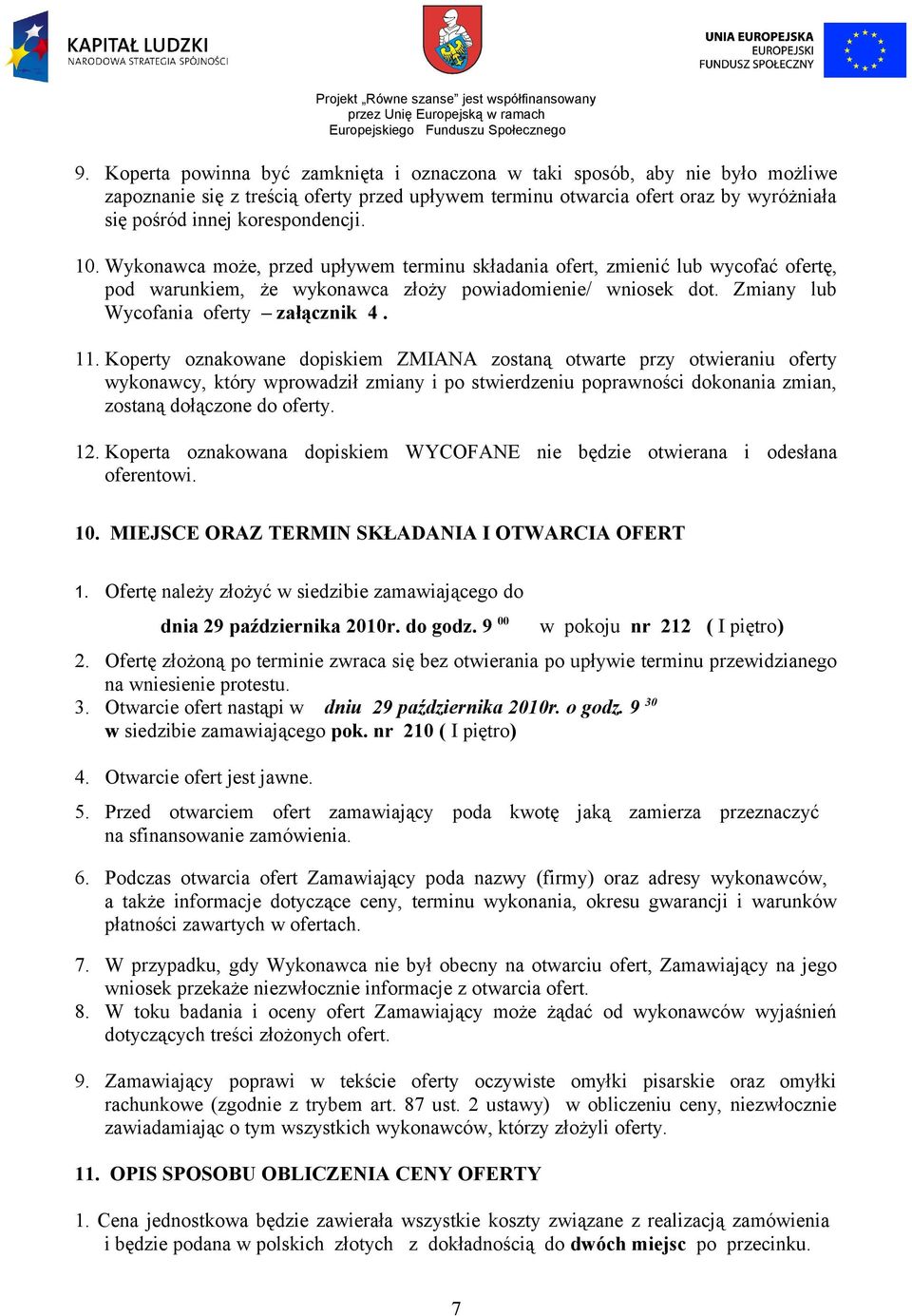 Zmiany lub Wycofania oferty załącznik 4. 11.