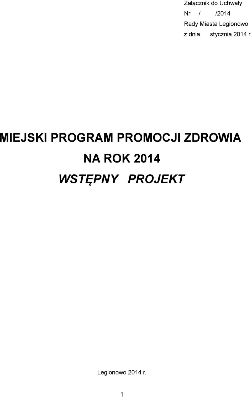 MIEJSKI PROGRAM PROMOCJI ZDROWIA NA ROK