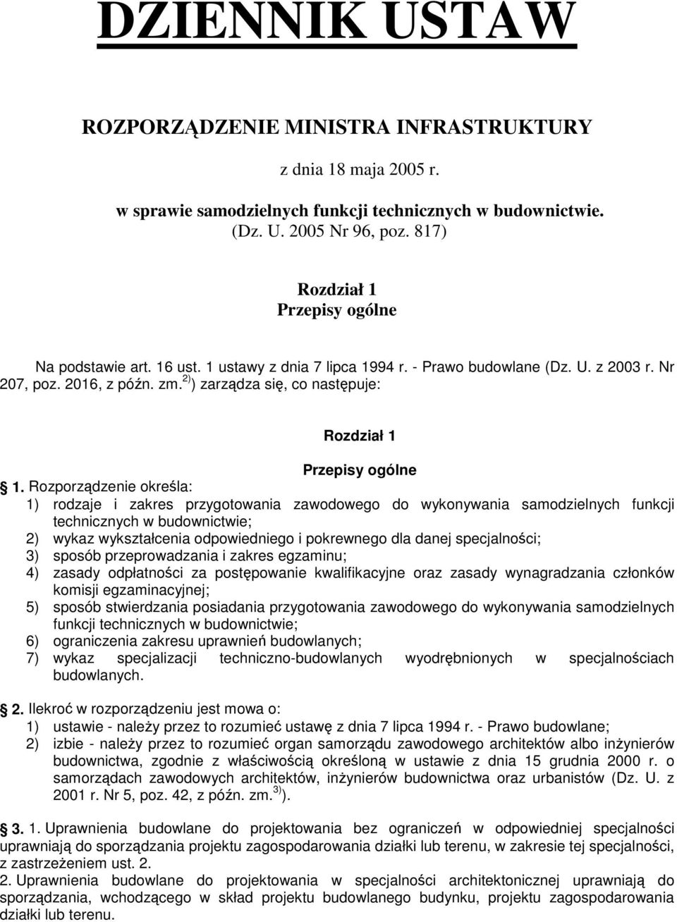 DZIENNIK USTAW ROZPORZDZENIE MINISTRA INFRASTRUKTURY. z dnia 18 maja 2005  r. - PDF Darmowe pobieranie