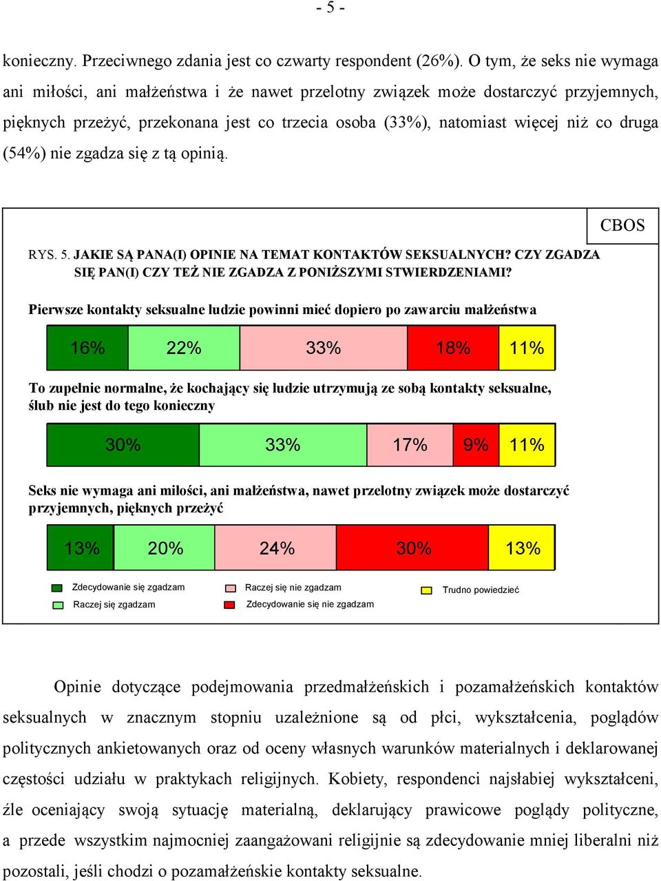 (54%) nie zgadza się z tą opinią. RYS. 5. JAKIE SĄ PANA(I) OPINIE NA TEMAT KONTAKTÓW SEKSUALNYCH? CZY ZGADZA SIĘ PAN(I) CZY TEŻ NIE ZGADZA Z PONIŻSZYMI STWIERDZENIAMI?