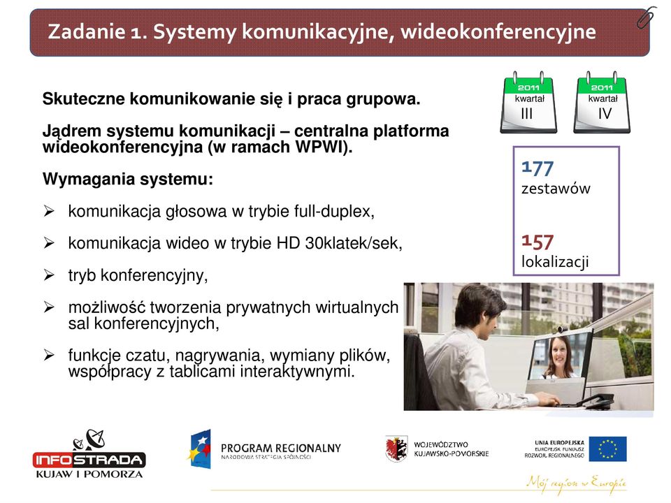 Wymagania systemu: komunikacja głosowa w trybie full-duplex, komunikacja wideo w trybie HD 30klatek/sek, tryb