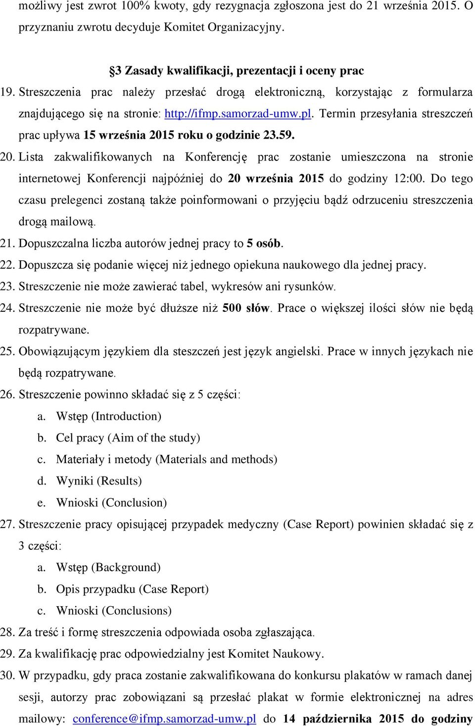 Termin przesyłania streszczeń prac upływa 15 września 201