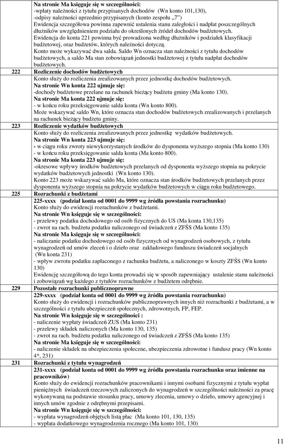Ewidencja do konta 221 powinna być prowadzona według dłużników i podziałek klasyfikacji budżetowej, oraz budżetów, których należności dotyczą. Konto może wykazywać dwa salda.