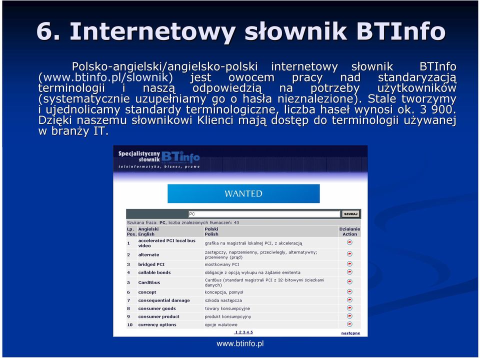 (systematycznie uzupełniamy go o hasła a nieznalezione).