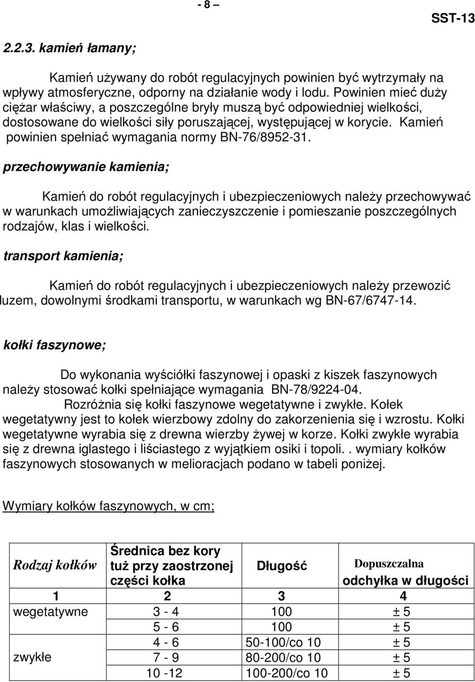 Kamień powinien spełniać wymagania normy BN-76/892-31.