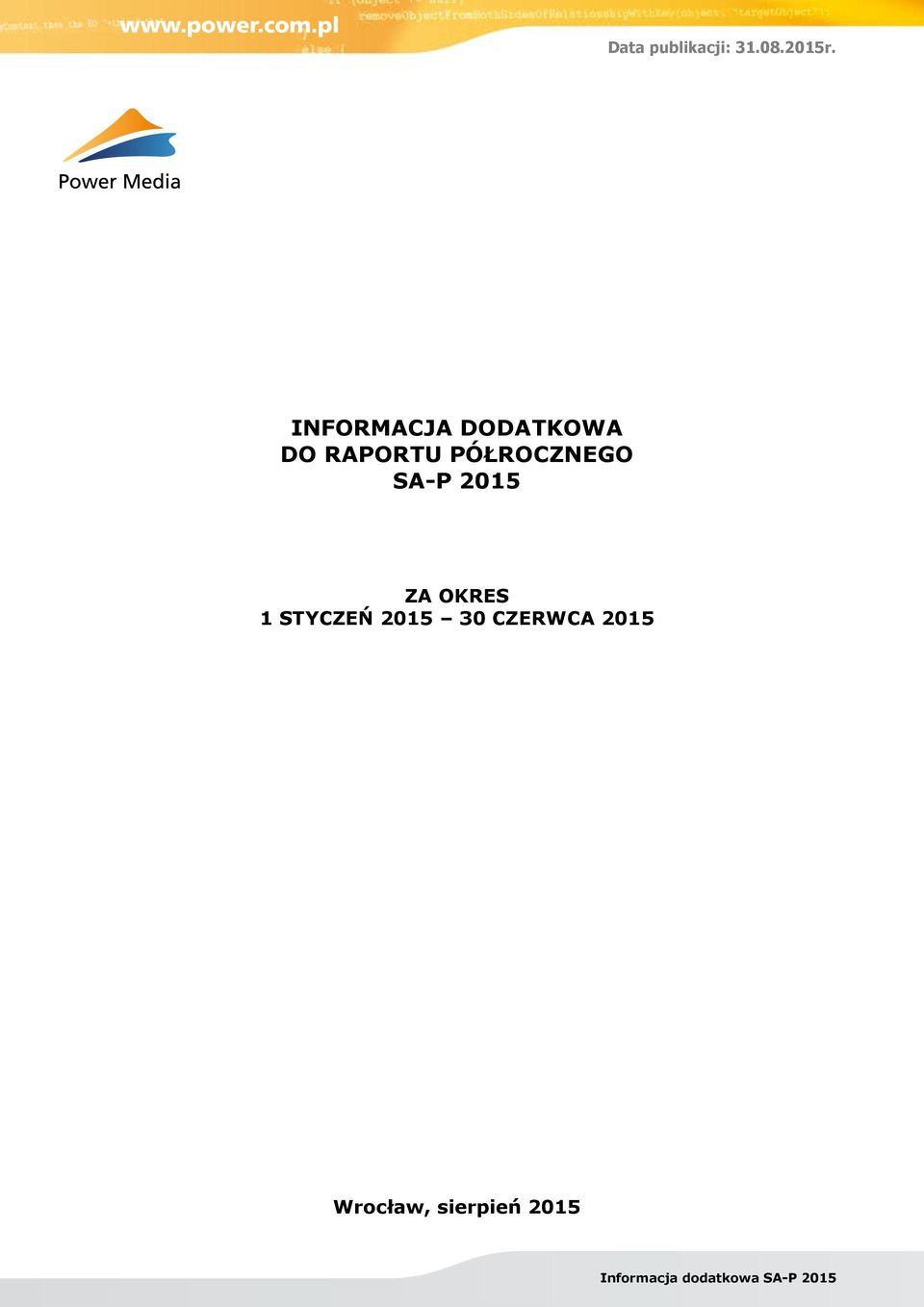 2015 ZA OKRES 1 STYCZEŃ 2015