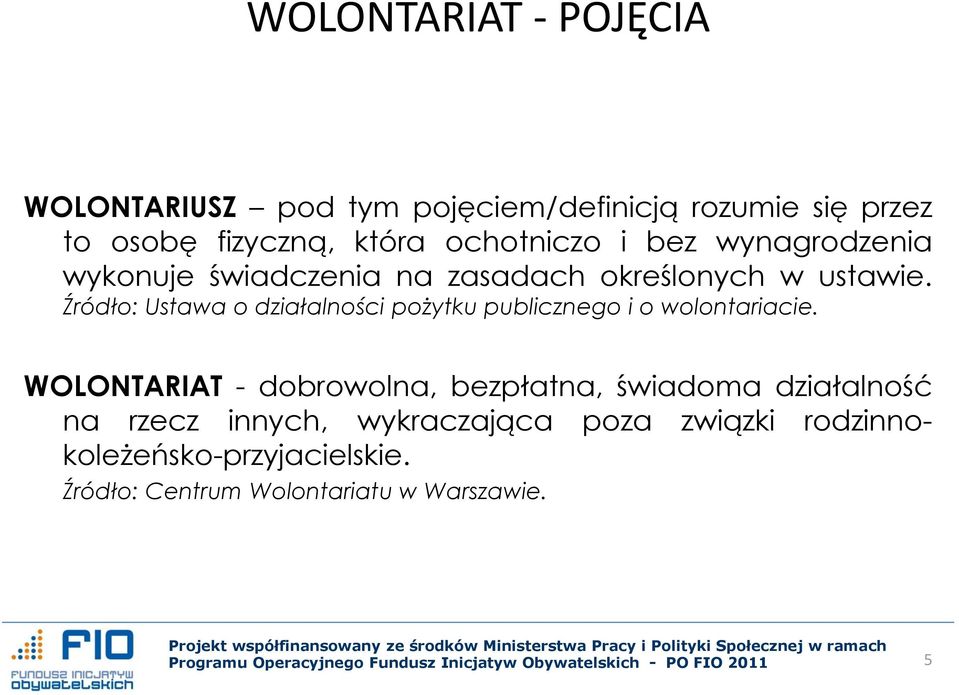 Źródło: Ustawa o działalności pożytku publicznego i o wolontariacie.