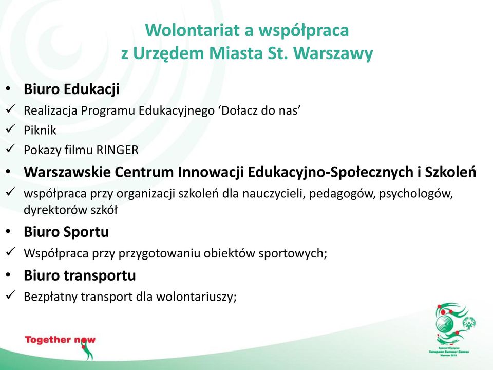 Innowacji Edukacyjno-Społecznych i Szkoleo współpraca przy organizacji szkoleo dla nauczycieli,
