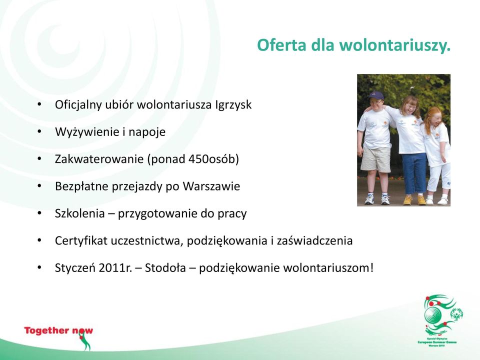 Zakwaterowanie (ponad 450osób) Bezpłatne przejazdy po Warszawie