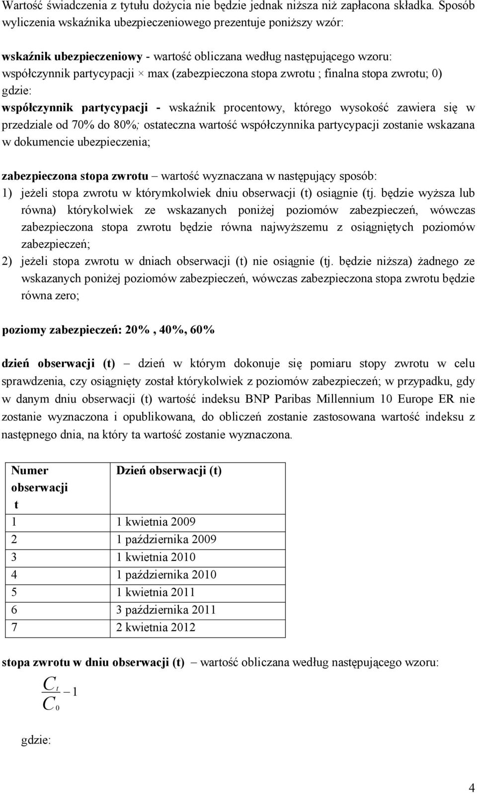 zwrotu ; finalna stopa zwrotu; 0) gdzie: współczynnik partycypacji - wskaźnik procentowy, którego wysokość zawiera się w przedziale od 70% do 80%; ostateczna wartość współczynnika partycypacji