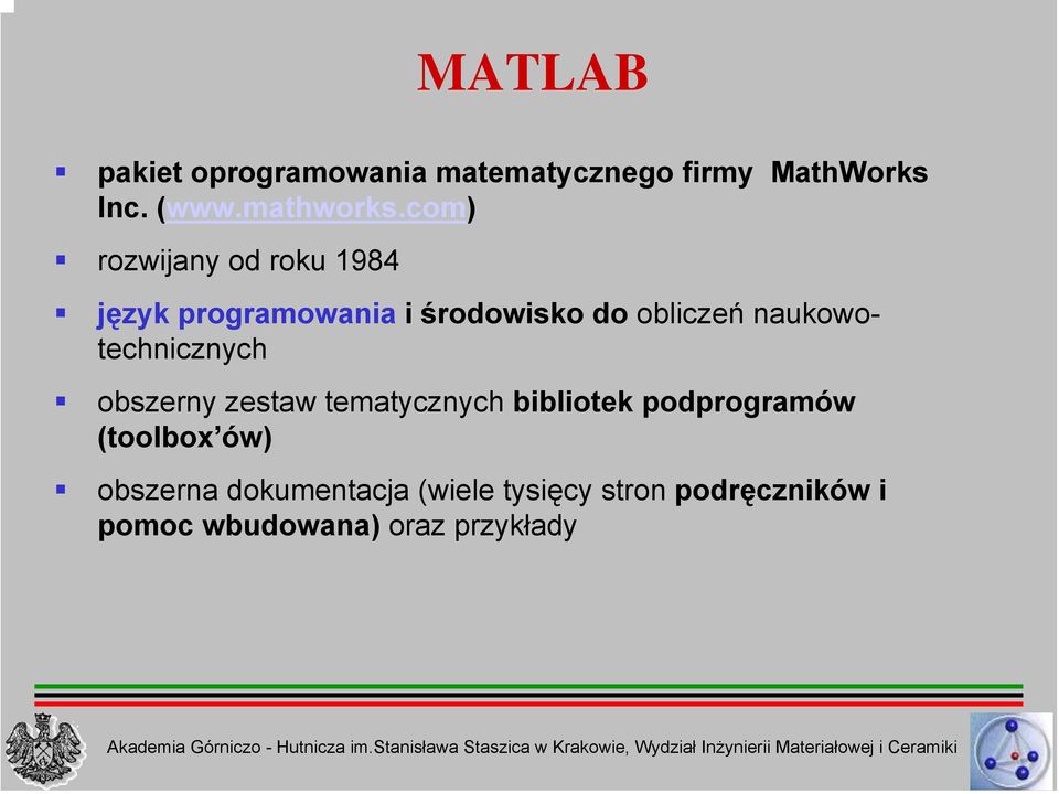 naukowotechnicznych obszerny zestaw tematycznych bibliotek podprogramów (toolbox