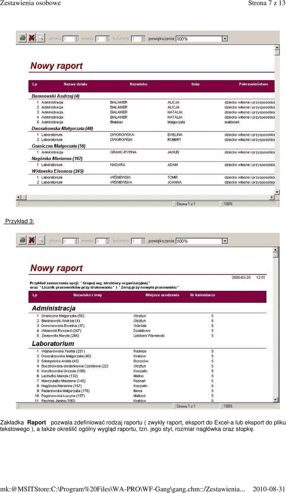 Excel-a lub eksport do pliku tekstowego ), a także