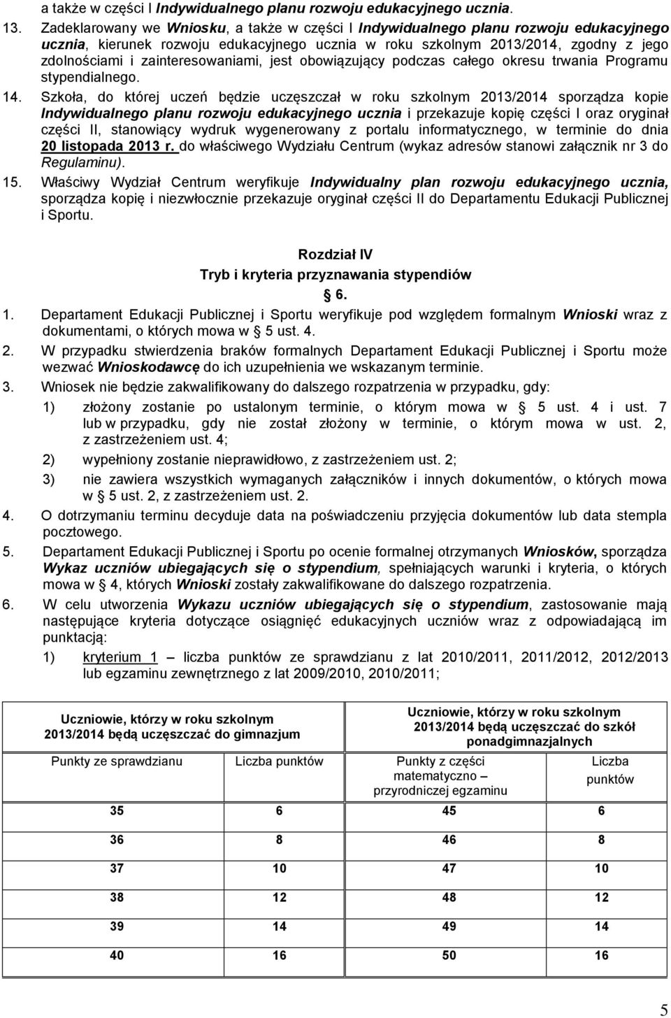 zainteresowaniami, jest obowiązujący podczas całego okresu trwania Programu stypendialnego. 14.