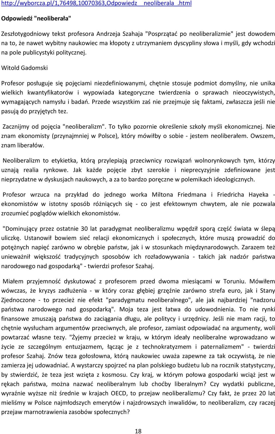 i myśli, gdy wchodzi na pole publicystyki politycznej.
