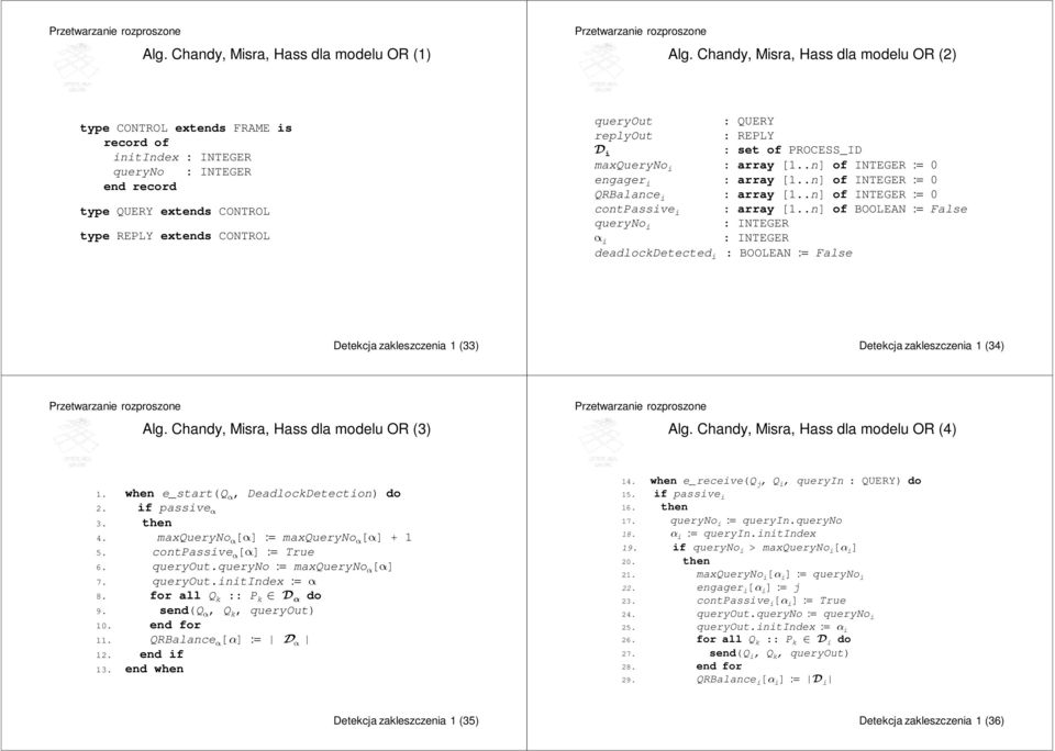 replyout : REPLY D i : set of PROCESS_ID maxqueryno i : array [1..n] of INTEGER := 0 engager i : array [1..n] of INTEGER := 0 QRBalance i : array [1..n] of INTEGER := 0 contpassive i : array [1.