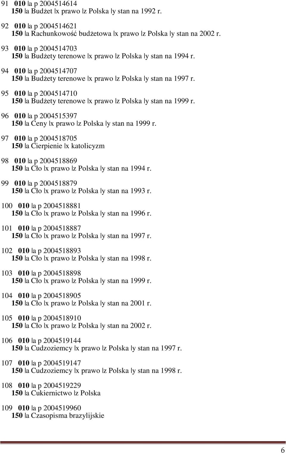 95 010 a p 2004514710 150 a Budżety terenowe x prawo z Polska y stan na 1999 r. 96 010 a p 2004515397 150 a Ceny x prawo z Polska y stan na 1999 r.