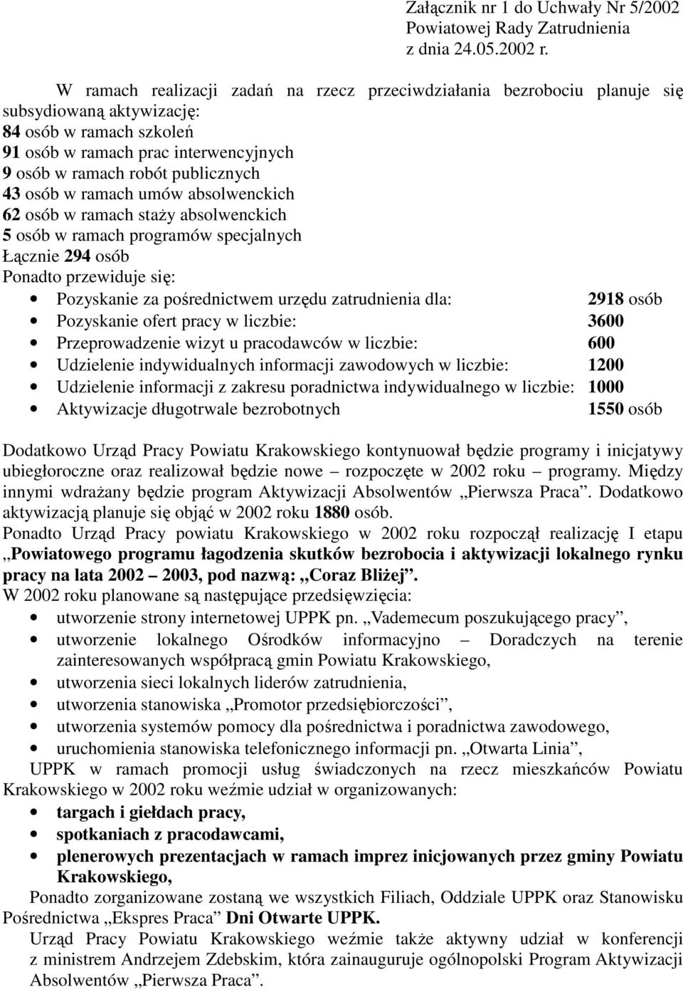 pośrednictwem urzędu zatrudnienia dla: 2918 osób Pozyskanie ofert pracy w liczbie: 3600 Przeprowadzenie wizyt u pracodawców w liczbie: 600 Udzielenie indywidualnych informacji zawodowych w liczbie: