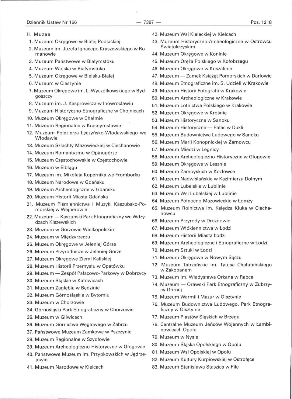 Muzeum Historyczno-Etnograficzne w Chojnicach 10. Muzeum Okręgowe w Chełmie 11. Muzeum Regionalne w Krasnymstawie 12. Muzeum Pojezierza Ł ę czyńsko -Włodawskiego we Włodawie 13.