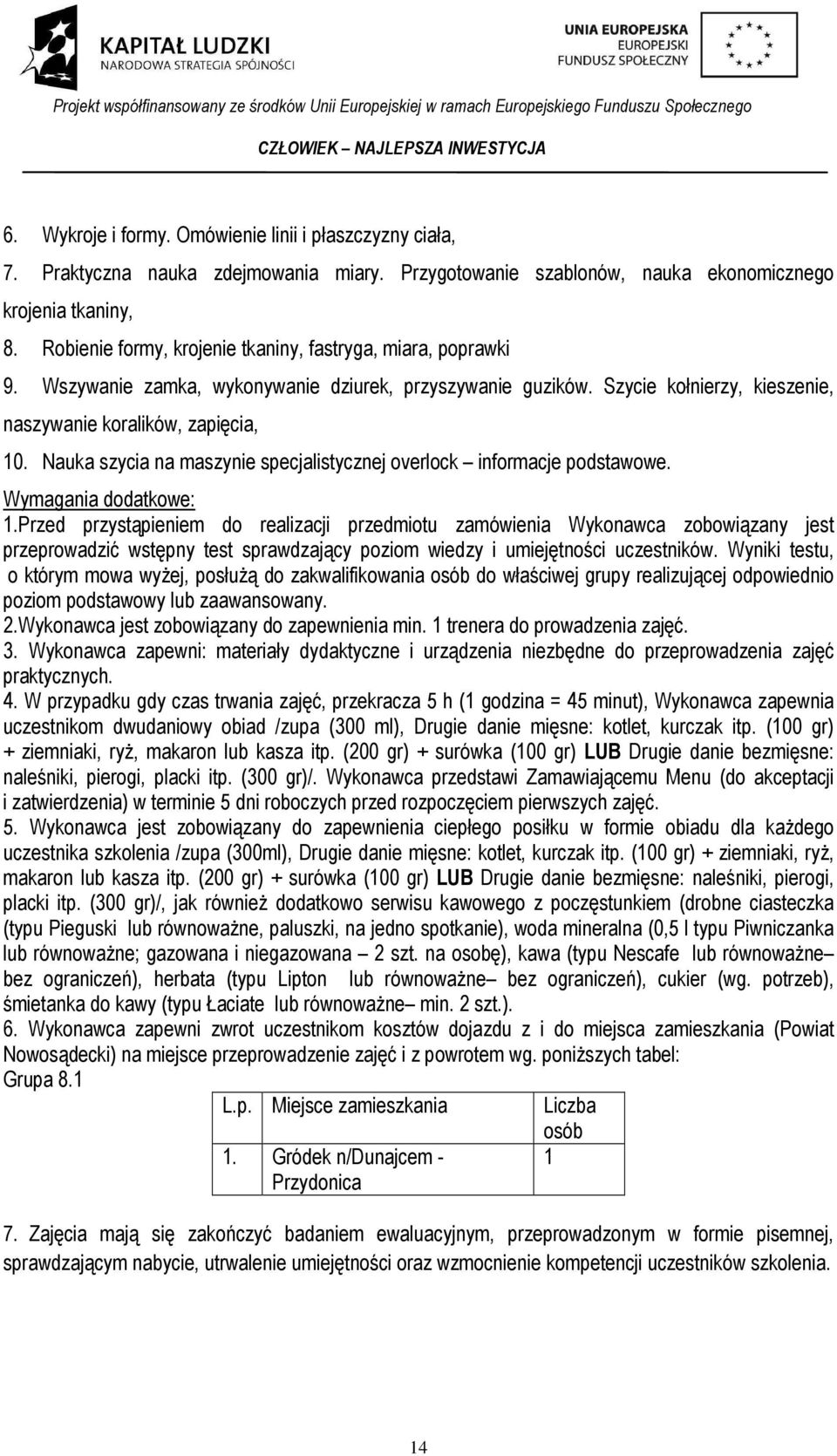 Nauka szycia na maszynie specjalistycznej overlock informacje podstawowe. Wymagania dodatkowe: 1.
